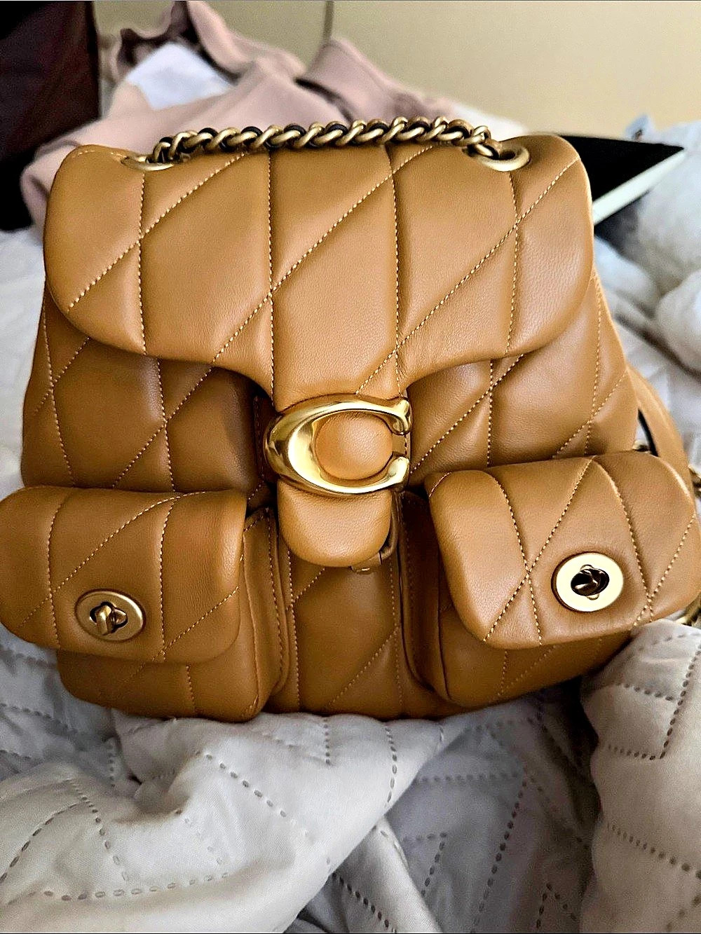 Coach Tabby Backpack With Pillow Quilting Brown